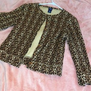 Leopard Print Button-Up Top/Cardigan